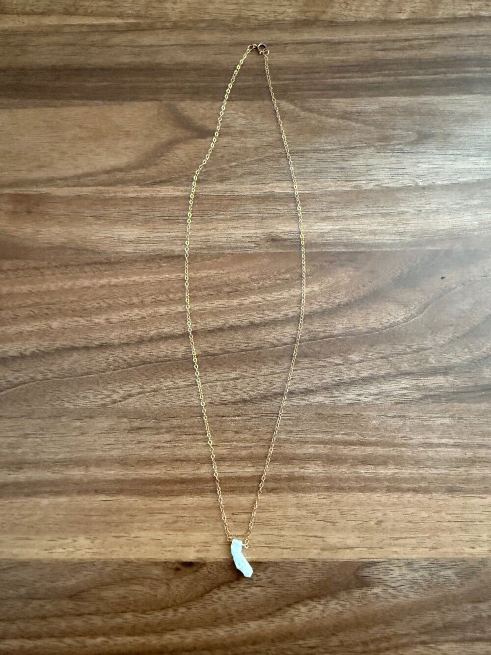 California State Pendant Necklace Opal Gold Chain Dainty Delicate NWOT - Picture 2 of 3